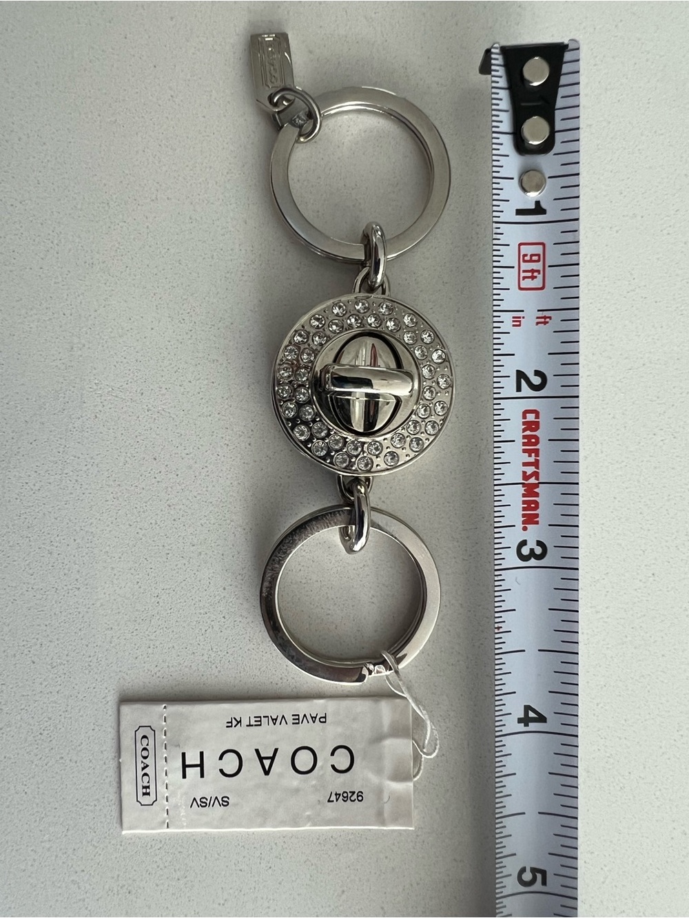 Coach Silver Keychain. Pave Valet KF. NWT - Picture 1 of 5